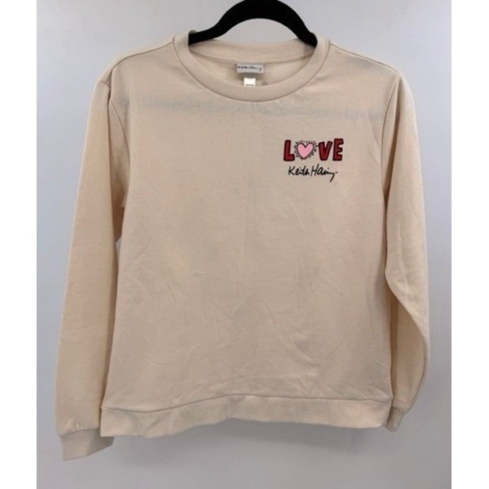 Keith Haring NEW Cream Love Graphic Crewneck Sweatshirt SMALL Streetwear